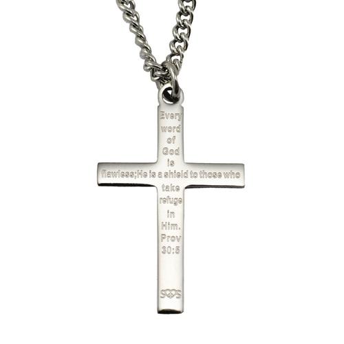 Men's Thin Blue Line Proverbs 30:5 Cross Necklace