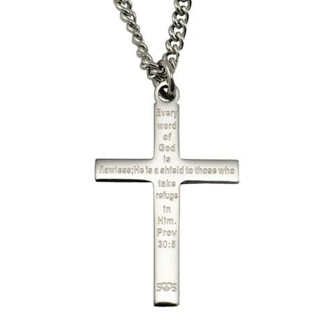Men's Thin Blue Line Proverbs 30:5 Cross Necklace