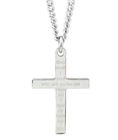 Mens Thin Red Line "Send Me" Cross Necklace