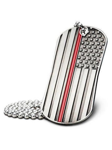 Thin Red Line American Flag Dog Tag Necklace